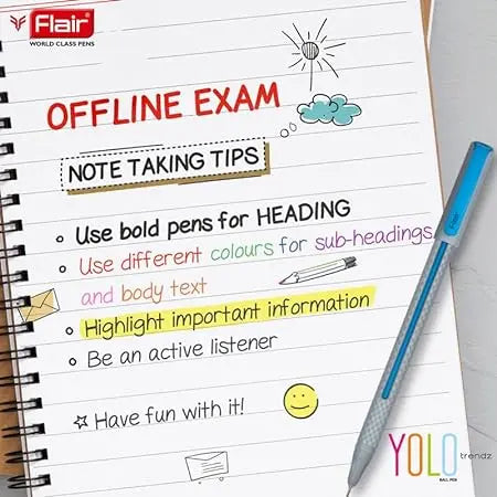 FLAIR Yolo Trendz Ball Pen Pack | Low-Viscosity Ink For Smudge Free Writing | Sleek & Matt Finish Textured Body | Light Weight Pocketable Pen | Multicolor Ink, Set of 10 Shades - Image #5