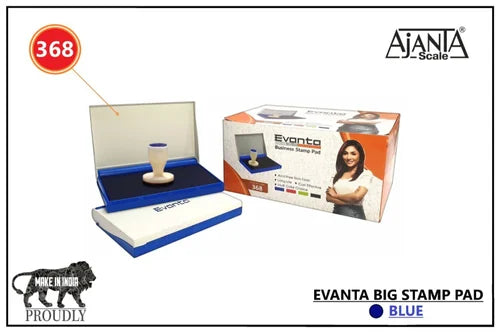 Ajanta Plastic Material Blue BIG SIZE STAMP PAD EVANTA 368, For Stamping - Scoffco