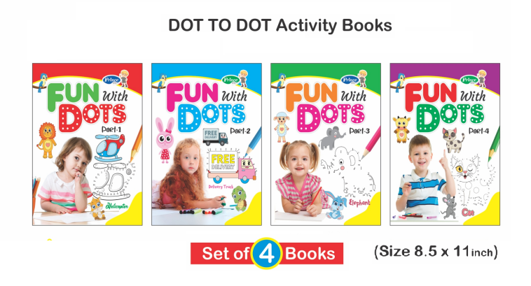 Dot to Dot Activity books | Set of 4 books | Book For Children | English, Hardcover, Kamal |