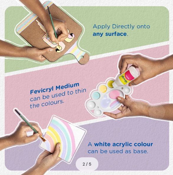 PIDILITE, Acrylic Colour - Fevicryl | PASTEL | Set of 1 | 90 ml.