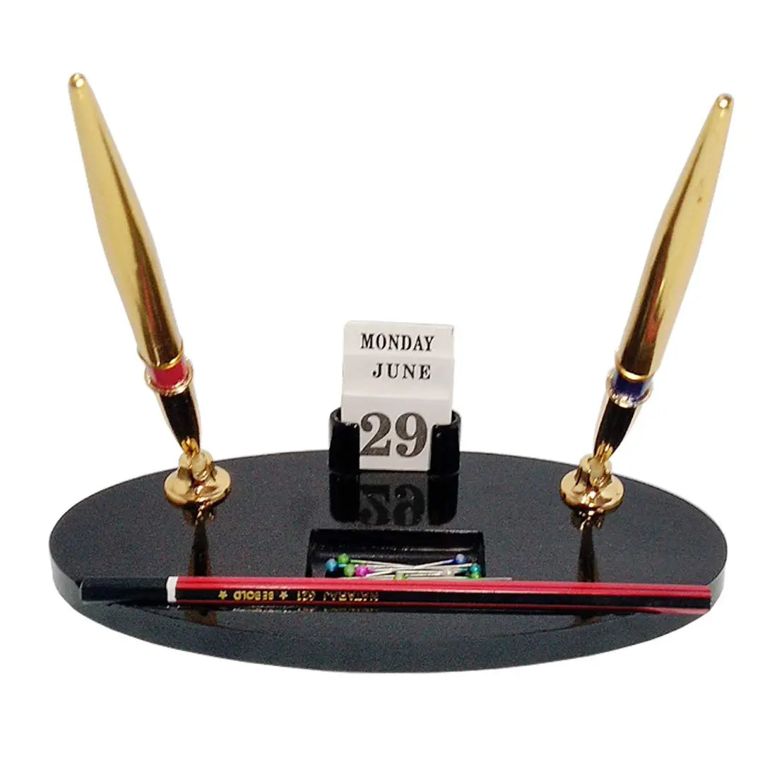 Kebica Heavy Plastic Oval design Pen Stand,Pencil Stand,Pen Holders,Pencil Holder for Office Table/Study Table/Office Desk/Office Stationery/Study Material Black Color Pack of 1 - Image #2