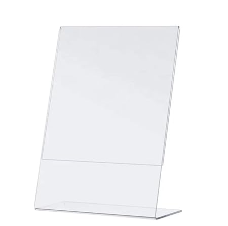 Kebica Buzz Cool Acrylic A4 L Shape Sign Holder Single Sided Portrait Perfect For Display Frame Menu Ad Table Top Stand For Restaurants Shops Offices QR code (12 x 8.5 inch) - 1 Pcs