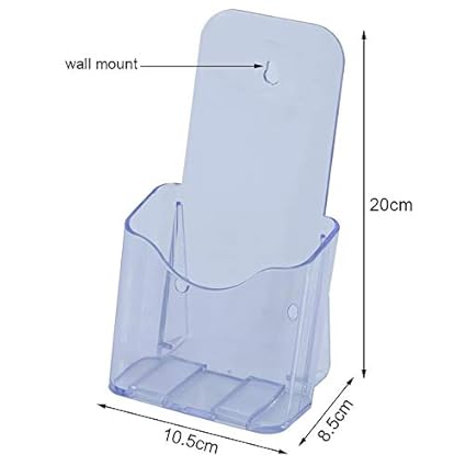 Kebica Plastic Arts 1 Compartments Acrylic Clear brochure Stand, Leaflet Holder, Trifold brochure Holder (Transparent)