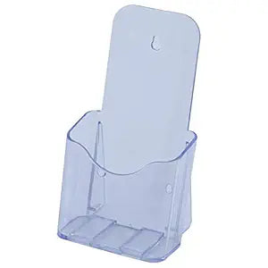 Kebica Plastic Arts 1 Compartments Acrylic Clear brochure Stand, Leaflet Holder, Trifold brochure Holder (Transparent)
