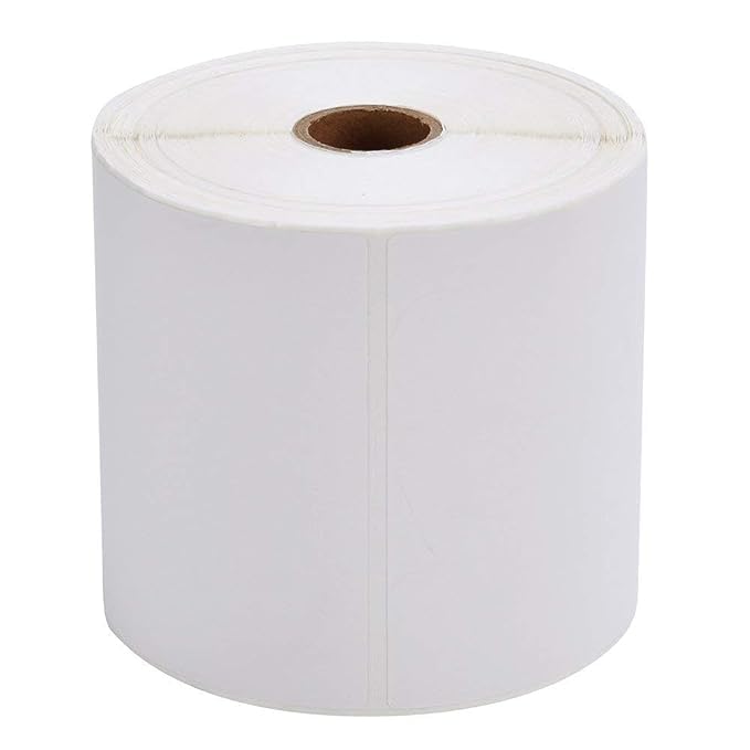 KIYA 100X150 Barcode Label Sticker - 100mm x 150mm - 1 Ups - 400 Labels Per Roll - White Self Adhesive Sticker for Printing Barcoding (1 Roll Per Pack (400 Labels))