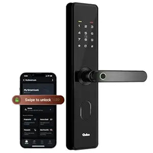 QUBO Smart Door Lock Select from Hero Group (2025 Edition) | 7-Way Unlocking | 5 Bolts | Fingerprint | Remote Unlocking via OTP | PIN | Access Card | Mobile App |