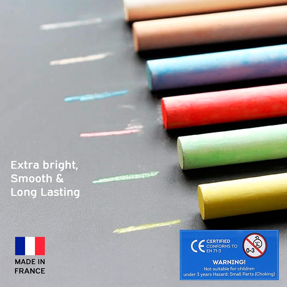 Doms Non-Toxic Dustless Coloured Chalk (Pack of 1 x 10 Set)