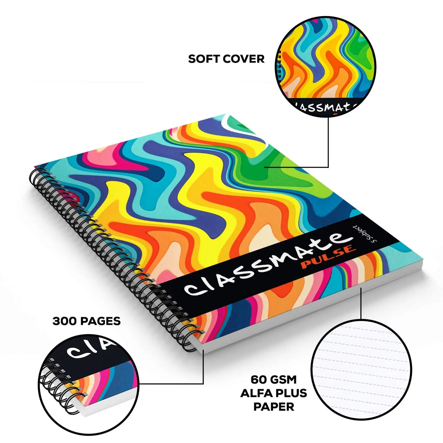 Classmate Pulse Spiral Notebook - Soft Cover | Spiral Notebook | Single Line | Pack of 1 - Image #4