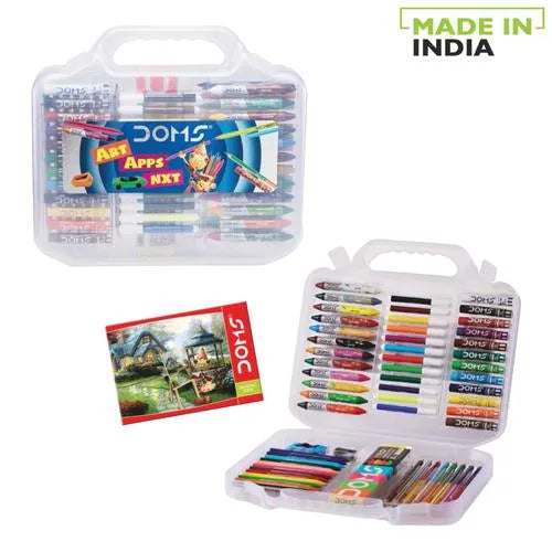 Doms Art Apps Nxt Kit With Plastic Carry Case | Perfect Value Pack | Kit For School Essentials | Gifting Range For Kids | Combination of 9 Stationery Items