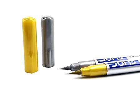 Doms Metallist Series Metallic Brush Pens | 2 Shades (Gold & Silver) | Super Soft Tip | Ideal for Modern Calligraphy & Decorative Writing | Pack Of 2 Pcs
