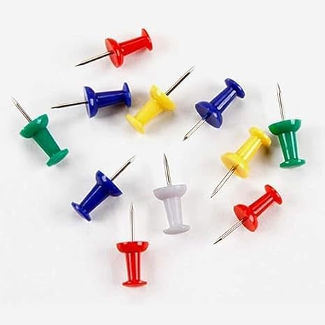 DIGISMART* Push Pins Tacks | Heavy-Duty Notice Board Pins | Thumb Pin 50 pcs (Multicolor)