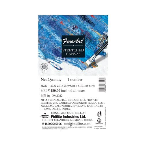 Fine Art 12 X 16 Inch Stretched Canvas Back Fold Cotton Fine Grain Stretched Canvas Board (Set of 1) (White)