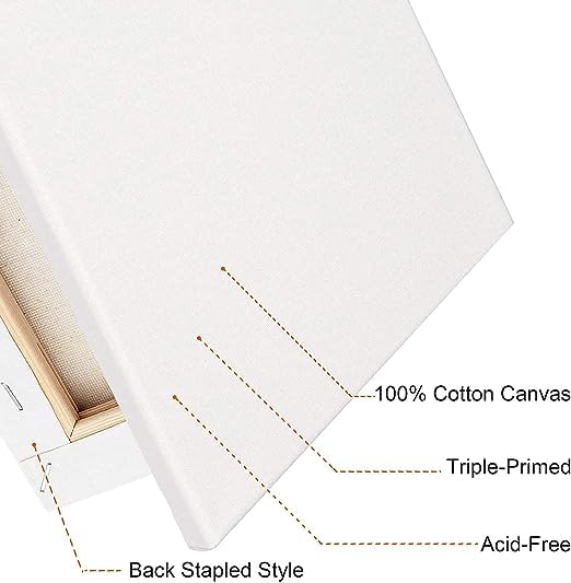Pre Stretched Canvas (Primed Cotton) with Wooden Frame White, Suitable for Oil paitings, Abstract Paintings and Fluid Arts Pack of 1)