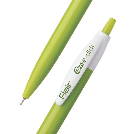 FLAIR Ezee Click Ball Pen Pouch Pack Different Playful Body Colors 0.7 to 1 mm Tip Size | Retractable Mechanism With Comfortable Grip For Smooth Writing ( Set of 5 pcs)