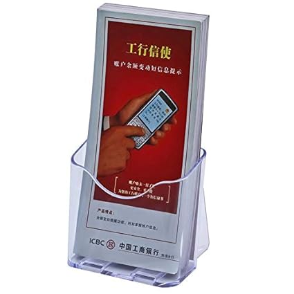 Kebica Plastic Arts 1 Compartments Acrylic Clear brochure Stand, Leaflet Holder, Trifold brochure Holder (Transparent)
