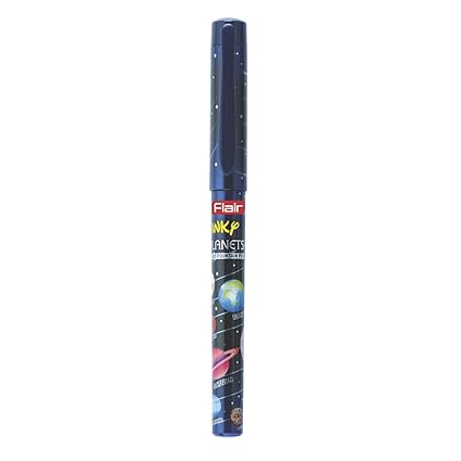 FLAIR Inky Series Planets Liquid Ink Fountain Pen Blister Pack | 2 Pieces X-Large Jumbo Cartridges With Each Pack | Cute & Stylish Pen For Kids Girls Students Teens Gifts | Blue Ink