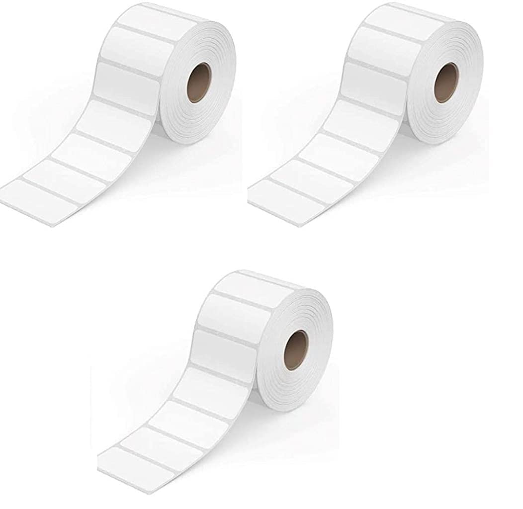 KIYA 60X40 Barcode Label Sticker - 60mm x 40mm - 1 Ups - 500 Labels Per Roll - White Self Adhesive Sticker for Printing Barcoding (1 Roll Per Pack (500 Labels))
