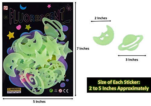 Art & Craft Florescent Glow in The Dark Star and Space Theme | Set of 1 | Radium Sticker Room Decoration