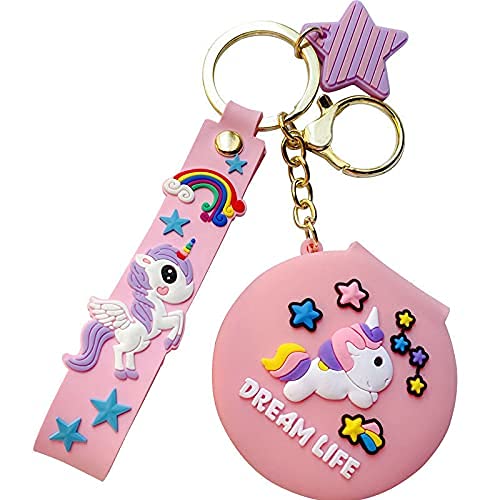ART & CRAFT Pocket Mirror Keychain/Keyring With Hook/Round Pendant Makeup Key Ring/Attractive Key-Ring- Pack Of 1(Multicolor)