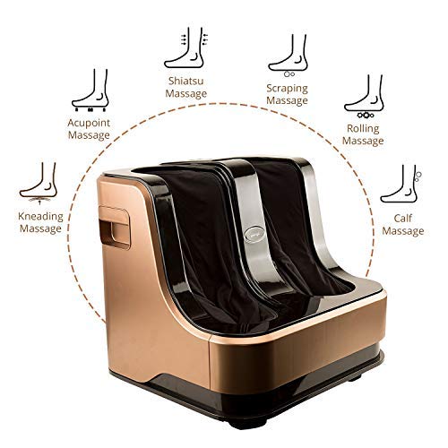 Lifelong LLM99 Leg, Electric Foot and Calf Massager 80W, 4 Motors, Rolling & Kneading Functions for Pain Relief & Improving Blood Circulation, Brown