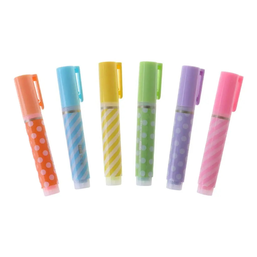 ART & CRAFT 6pcs Cute Mini Highlighter Pen Marker Pens School Office Supply Stationery Gift - Image #1