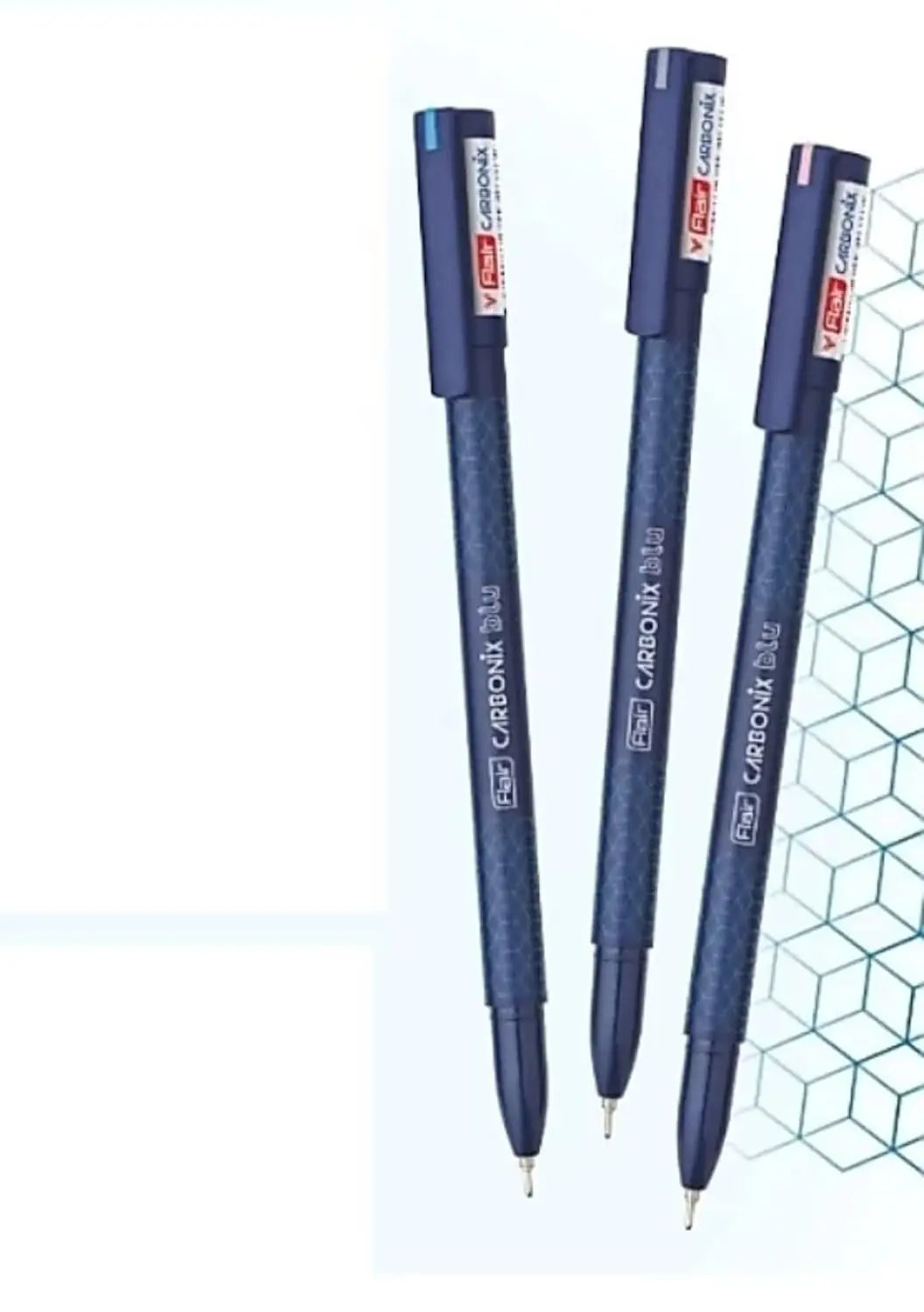 FLAIR Carbonix Blu Ball Pen Hanger | 0.7 mm Tip Size | Low-Viscosity Ink With Double Writing Length | Smudge Free Writing, Attractive Body Graphics | Blue Ink, Pack of 10 Pens - Image #3