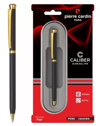 PIERRE CARDIN Caliber Sleek Black Chrome Ball Pen (Blue)