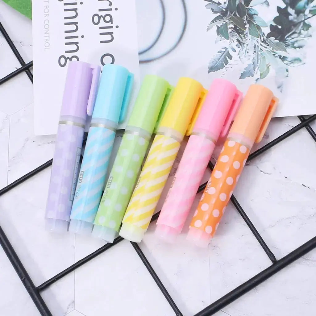 ART & CRAFT 6pcs Cute Mini Highlighter Pen Marker Pens School Office Supply Stationery Gift - Image #6