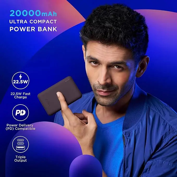 URBN 20000 mAh Premium Nano Power Bank | 22.5W Super Fast Charging | Pocket Size| Dual Type C Power Delivery (PD) Output + 1 USB Output for Quick Charge | Two-Way Fast Charge - Image #5