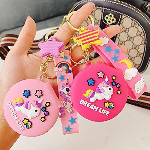 ART & CRAFT Pocket Mirror Keychain/Keyring With Hook/Round Pendant Makeup Key Ring/Attractive Key-Ring- Pack Of 1(Multicolor)