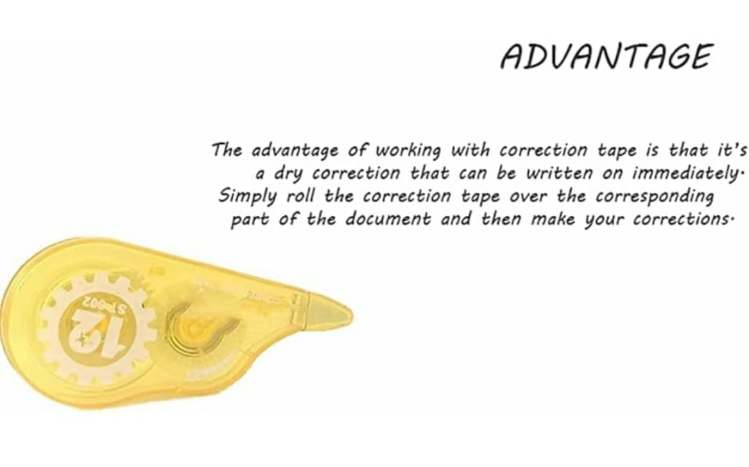 AMKAY Correction Tape/Whitener Tape for Office, School Project and Assignment Work, Easy to use, (Size - 12mm x 5mm) (Pack of 1)