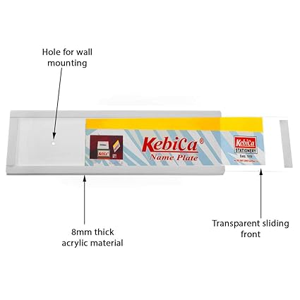 Kebica Plastic Door Opaque Acrylic Name Plate Easily Fit Your Surname & Family Modern Name Plate (White)