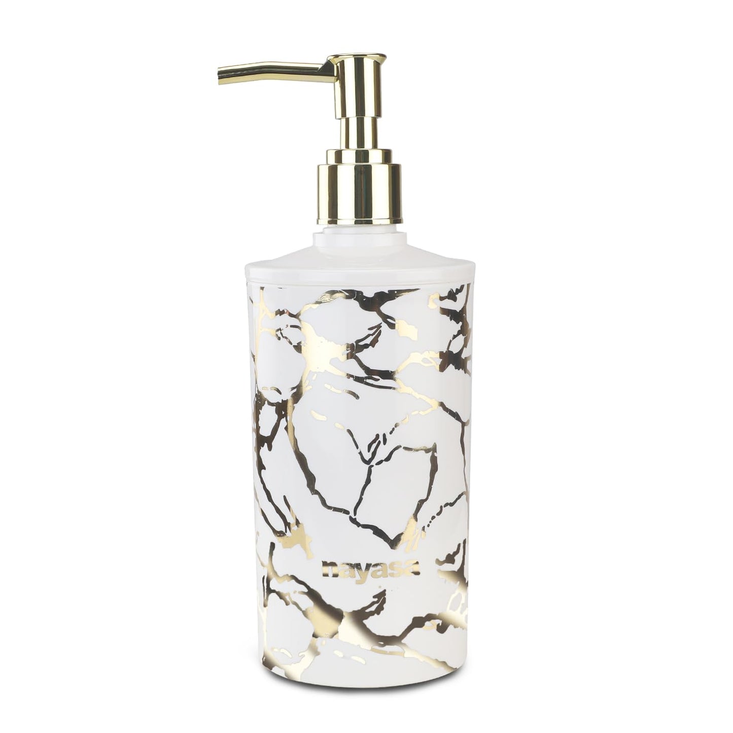 Nayasa Stylo Soap Dispenser Set of 2, Classy Marble Finish Foil Print Liquid Soap Dispenser with Pump, Can Be Used for Handwash, Lotion, Sanitizer, Shampoo, for Home & Kitchen, Gold