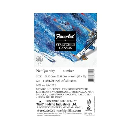Fine Art 20 X 24 Inch Stretched Canvas Back Fold Cotton Fine Grain Stretched Canvas Board (Set of 1) (White)