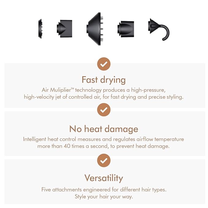 Dyson Supersonic™ Hair Dryer|Fast Drying|No Heat Damage|5 attachments|7 styling, 3 Speed & 3 Heat Settings|Travel Friendly|Unisex Usage|Intelligent Heat Control|2 Year Warranty (Prussian Blue)