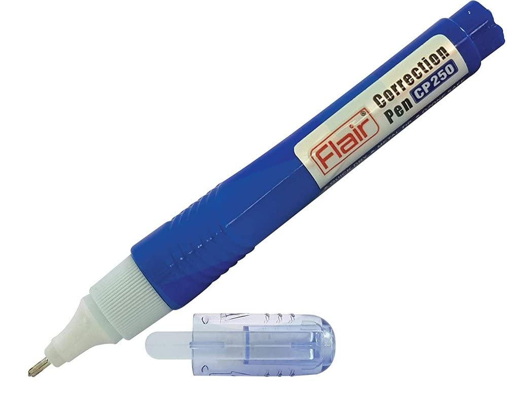 Flair Creative Series CP250, 100 Correction Pen Pouch Pack | 0.8 mm Needle Metal Tip | Fast Drying & Ozone Safe | Designed to Enhance Grip | Pack of 5