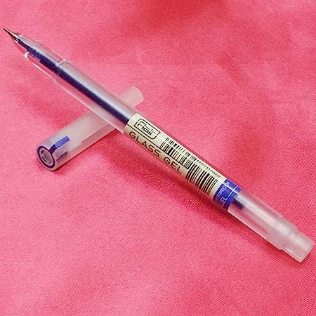 FLAIR Glass 0.6mm Gel Pen Stand | Transparent Glass Design With Soft Rubber Grip | Waterproof Low-Viscosity Ink For Smudge Free Writing | Blue, Black & Red Ink, Pack of 10 Pens