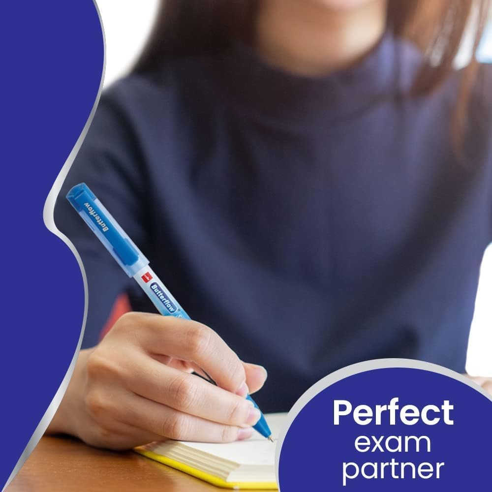 Cello Butterflow Simply Ball Pen Set | Pack of 10 Ball Pens | Smooth Writing Experience | For School and Office Use | Best Pen for Exams
