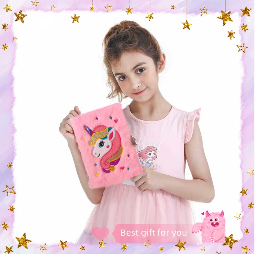 Journal Licorne Fille Avec Cadenas – Carnet Secret En Peluche Doux, 160 Pages, Stylo Multicolore, Trousse & Portefeuille – Cadeau Idéal Filles 3-14 Ans