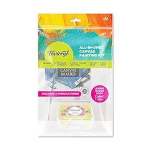 PIDILITE All in One Canvas Kit (1 Canvas, 1 Brush, 1 Lilac Colour Kit, Stencils
