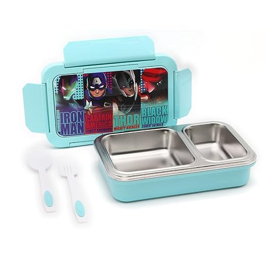 SKI Steel Happy Meal 2 Compartment Insulated Steel Lunch Box (4 Avengers)