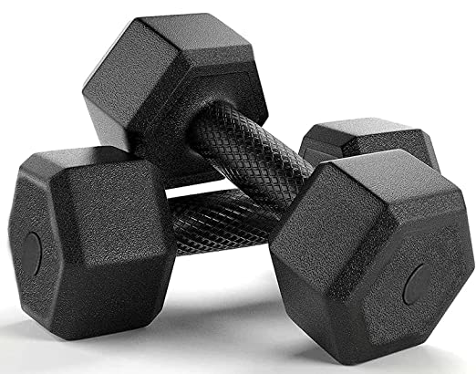 ZIMMER PVC Fixed Dumbbell Set for Home Gym For Exercise Gym Training | Black Color | (5KG) (ASL)