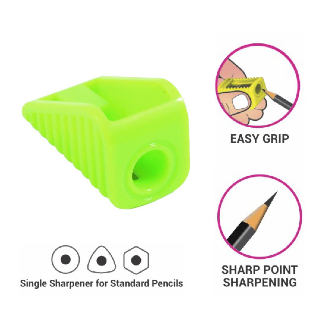 Single Sharpener For Standard Pencils | Angled Blade With Anti-Rust Coating | Colourful Body, Pack Of 50
