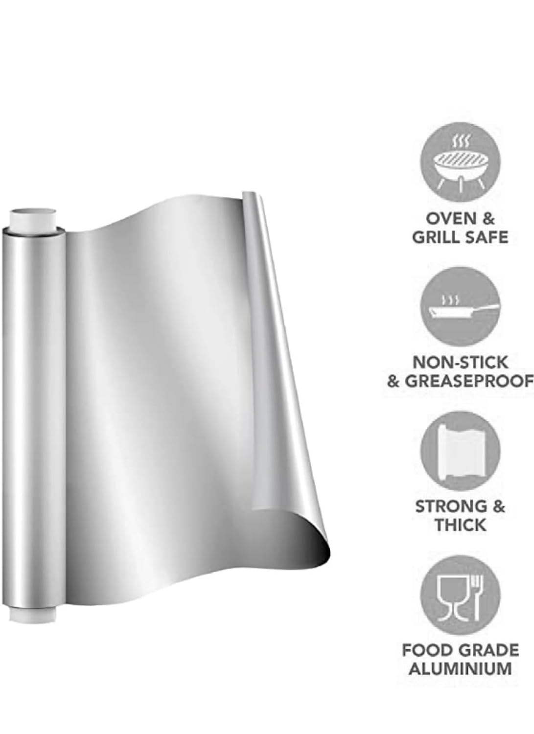 KIYA Aluminium Silver Kitchen Foil Paper Roll, Food Wrap Aluminium Foil 9 / 25 Meters, Pack of 1)