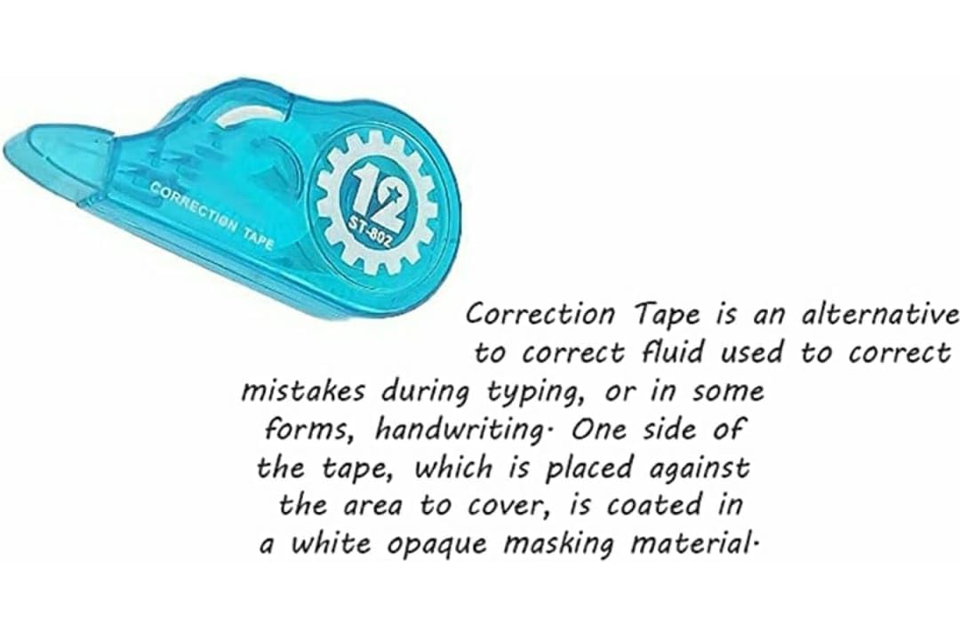 AMKAY Correction Tape/Whitener Tape for Office, School Project and Assignment Work, Easy to use, (Size - 12mm x 5mm) (Pack of 1)