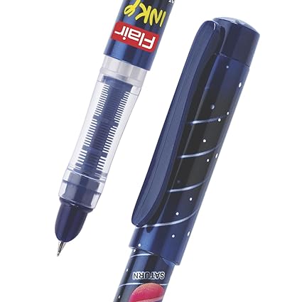 FLAIR Inky Series Planets Liquid Ink Fountain Pen Blister Pack | 2 Pieces X-Large Jumbo Cartridges With Each Pack | Cute & Stylish Pen For Kids Girls Students Teens Gifts | Blue Ink
