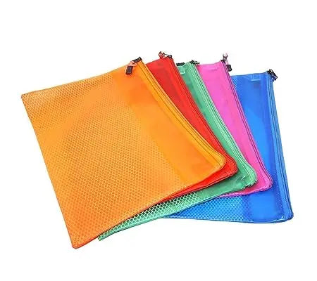 Kebica Multipurpose Waterproof Zipper Pouches Document Holder/Pen Pencil A3 ZIPPER DOUCMENT BAG  (Set Of 5, Multicolor - Image #1