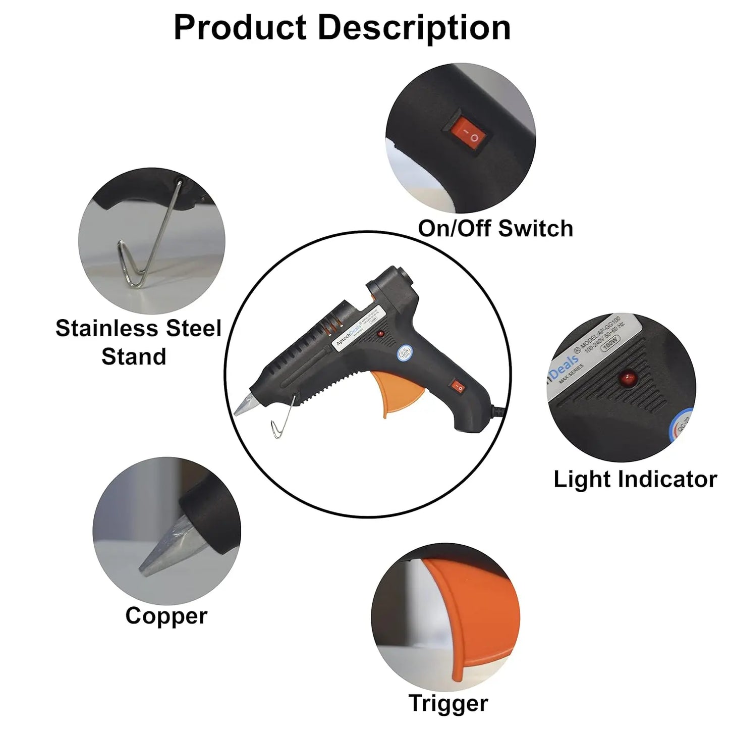 AMKAY - Professional Hot Melt Glue Gun - 100 W/ 120 W/ 25 W/ 40 W/ 60 W-200/ 60 W-400 with Multi Temperature Control, Fast Melting - Easy To Use Glue Gun + Glue Sticks - Image #8