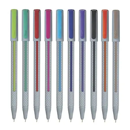 FLAIR Yolo Trendz Ball Pen Pack | Low-Viscosity Ink For Smudge Free Writing | Sleek & Matt Finish Textured Body | Light Weight Pocketable Pen | Multicolor Ink, Set of 10 Shades - Image #2