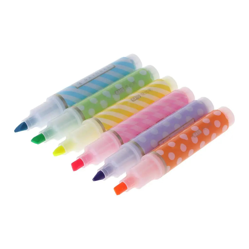 ART & CRAFT 6pcs Cute Mini Highlighter Pen Marker Pens School Office Supply Stationery Gift - Image #2
